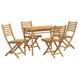 5 Piece Garden Dining Set Bamboo - Front View