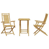3 Piece Bistro Set Bamboo - Top-Down View