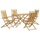 5 Piece Garden Dining Set Bamboo - Front View