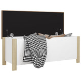 Storage Box with Cushion White & Sonoma Oak 105x40x45 cm - Side View