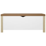 Storage Box with Cushion White & Sonoma Oak 105x40x45 cm - 45-Degree Angle