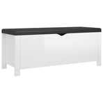Storage Box with Cushion High Gloss White 105x40x45 cm