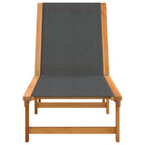Sun Loungers 2 pcs Black Solid Wood Acacia and Textilene - Side View