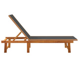 Sun Loungers 2 pcs Black Solid Wood Acacia and Textilene - Top-Down View