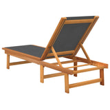 Sun Loungers 2 pcs Black Solid Wood Acacia and Textilene - 45-Degree Angle