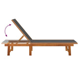 Sun Loungers 2 pcs Black Solid Wood Acacia and Textilene - Rear View
