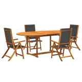 5 Piece Garden Dining Set Solid Wood Acacia and Textilene - Front View