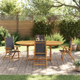 5 Piece Garden Dining Set Solid Wood Acacia and Textilene - Side View