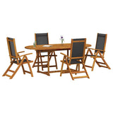 5 Piece Garden Dining Set Solid Wood Acacia and Textilene