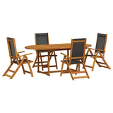 5 Piece Garden Dining Set Solid Wood Acacia and Textilene