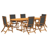 7 Piece Garden Dining Set Solid Wood Acacia and Textilene