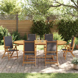 7 Piece Garden Dining Set Solid Wood Acacia and Textilene