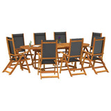 9 Piece Garden Dining Set Solid Wood Acacia and Textilene