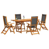 5 Piece Garden Dining Set Solid Wood Acacia and Textilene