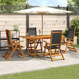 5 Piece Garden Dining Set Solid Wood Acacia and Textilene