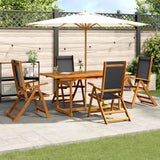 7 Piece Garden Dining Set Solid Wood Acacia and Textilene