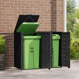 Wheelie Bin Storage for 2 Bins Black 138x79x117 cm Steel - Side View