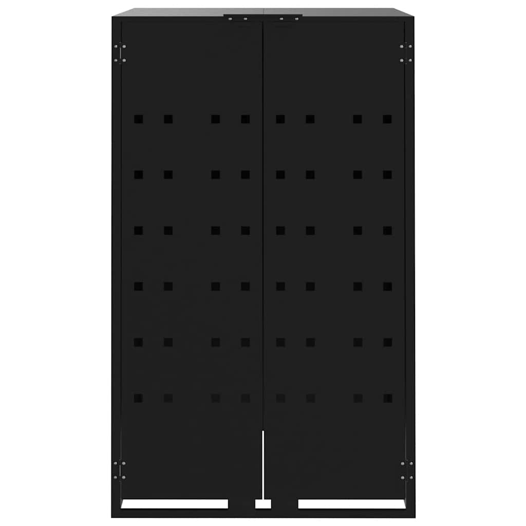Wheelie Bin Storage for 2 Bins Black 138x79x117 cm Steel