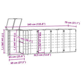 Wheelie Bin Storage for 5 Bins Black 345x79x117 cm Steel - Low Angle