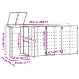 Wheelie Bin Storage for 4 Bins Anthracite 276x79x117 cm Steel
