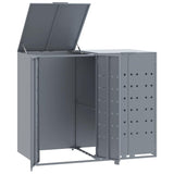 Wheelie Bin Storage for 2 Bins Grey 138x79x117 cm Steel - Front View
