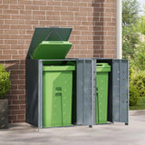 Wheelie Bin Storage for 2 Bins Grey 138x79x117 cm Steel - Side View