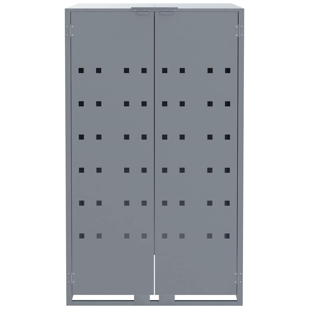 Wheelie Bin Storage for 2 Bins Grey 138x79x117 cm Steel