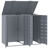 Wheelie Bin Storage for 2 Bins Grey 138x79x117 cm Steel - Low Angle