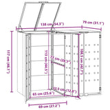 Wheelie Bin Storage for 2 Bins Grey 138x79x117 cm Steel
