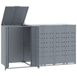 Wheelie Bin Storage for 3 Bins Grey 207x79x117 cm Steel - Front View