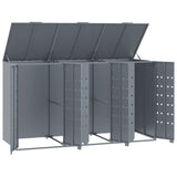 Wheelie Bin Storage for 3 Bins Grey 207x79x117 cm Steel - Low Angle