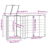 Wheelie Bin Storage for 3 Bins Grey 207x79x117 cm Steel - Extra Image