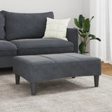 Footstool Dark Grey 77x55x31 cm Velvet - Side View