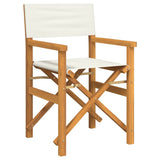 Folding Director's Chair Cream Solid Wood Teak - Front View