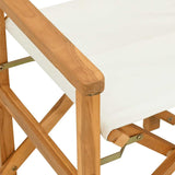 Folding Director's Chair Cream Solid Wood Teak - Close-Up Angle
