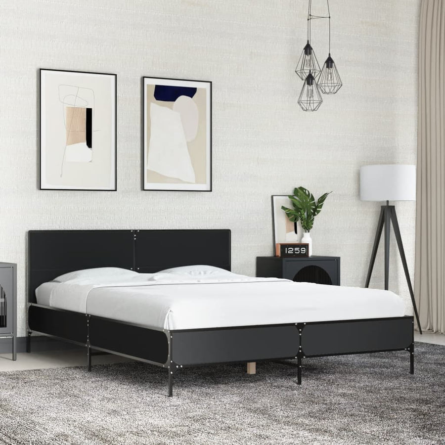 Bed Frame without Mattress Black 135x190 cm