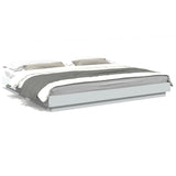 Bed Frame with LED Lights without Mattress White 183x203 cm King - Front View