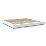 Bed Frame with LED Lights without Mattress White 183x203 cm King