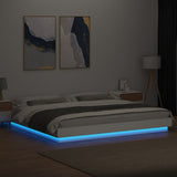 Bed Frame with LED Lights without Mattress White 183x203 cm King - Top-Down View