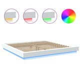 Bed Frame with LED Lights without Mattress White 183x203 cm King - Low Angle