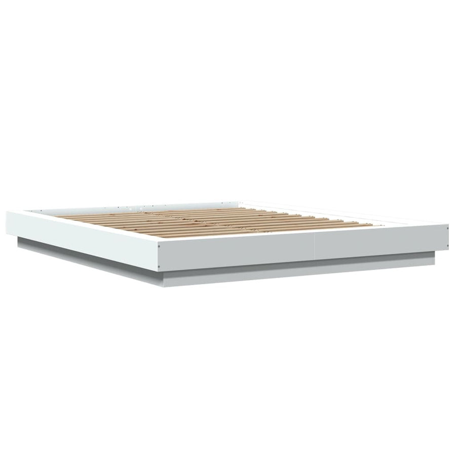 Bed Frame with LED Lights without Mattress White 150x200 cm
