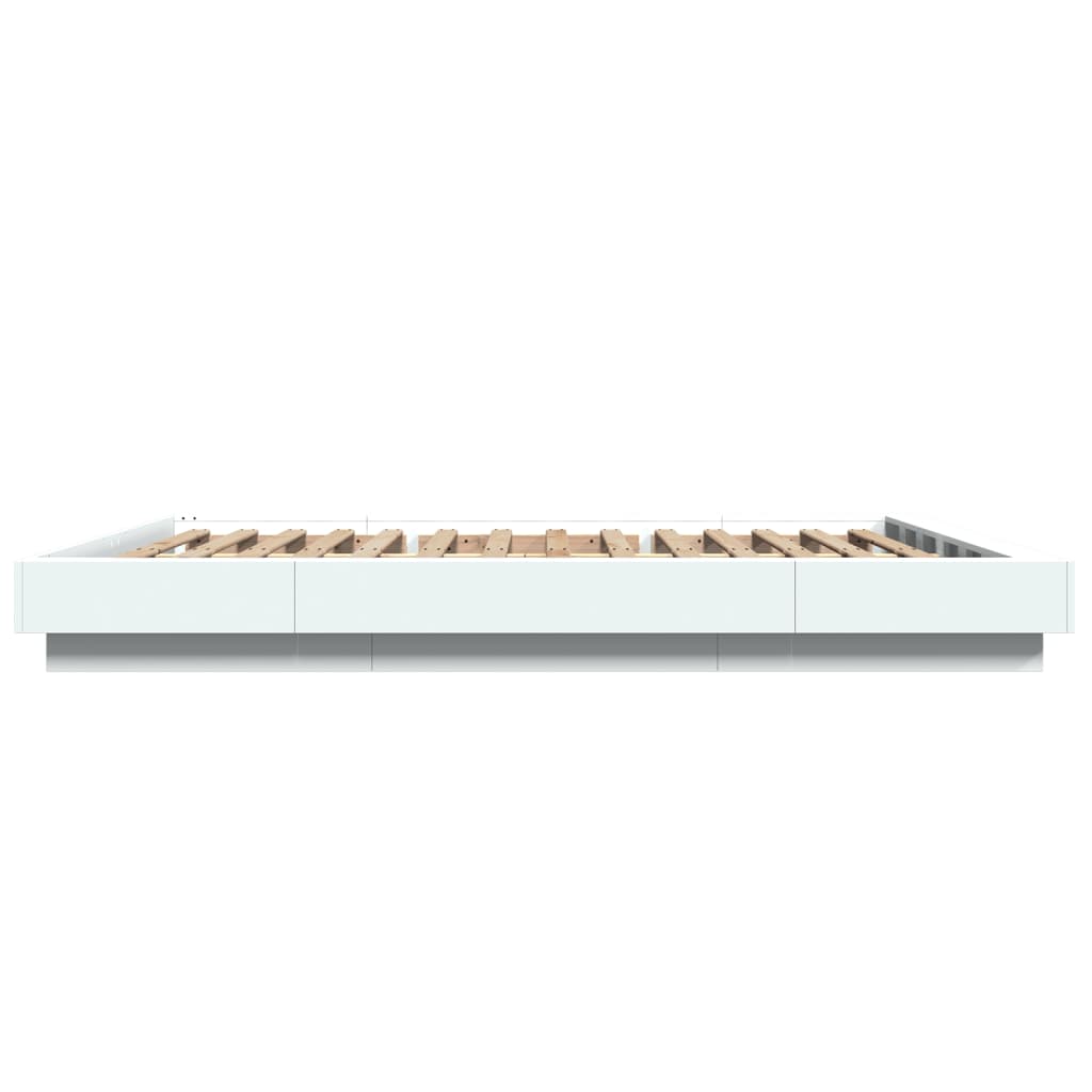 Bed Frame with LED Lights without Mattress White 150x200 cm