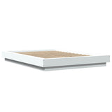 Bed Frame with LED Lights without Mattress White 135x190 cm