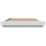 Bed Frame with LED Lights without Mattress White 135x190 cm