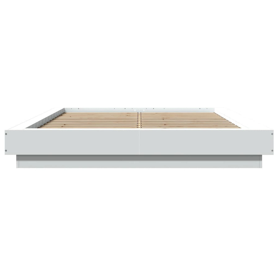 Bed Frame with LED Lights without Mattress White 135x190 cm