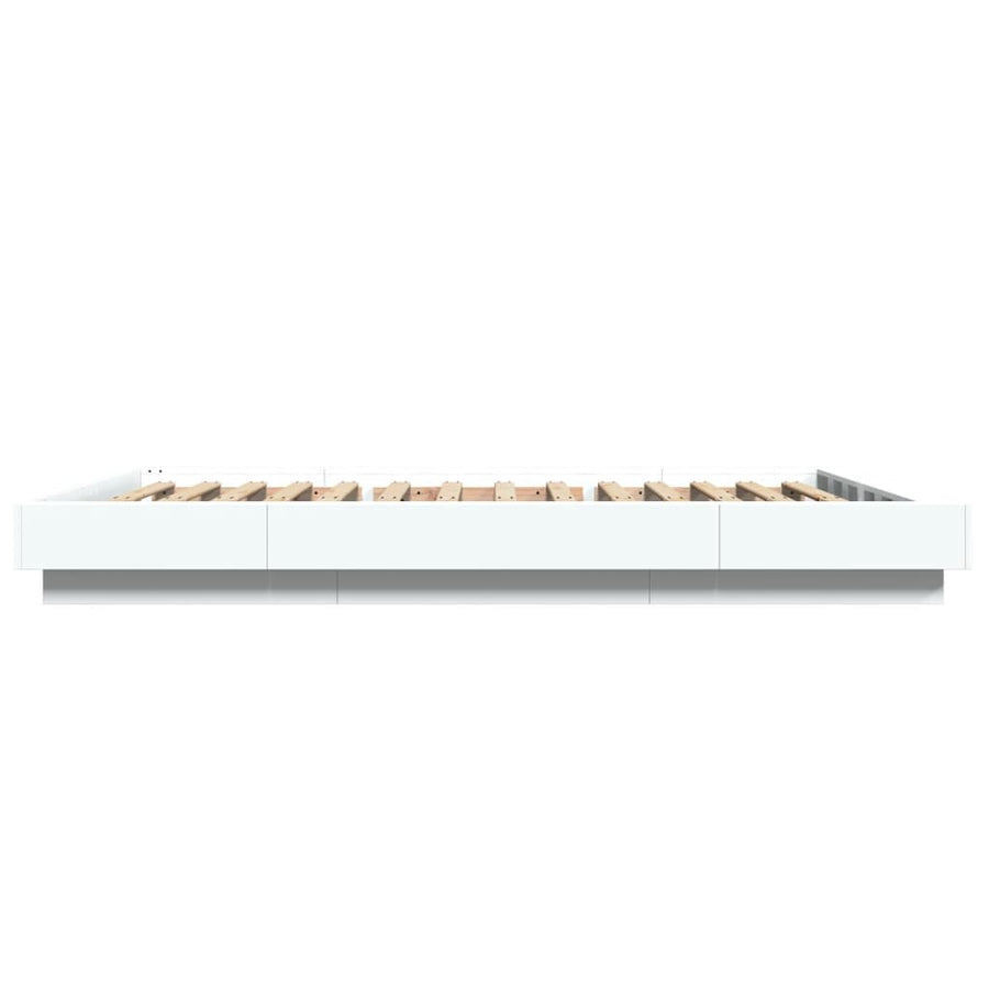 Bed Frame with LED Lights without Mattress White 135x190 cm