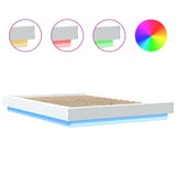 Bed Frame with LED Lights without Mattress White 135x190 cm - Low Angle