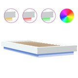 Bed Frame with LED Lights without Mattress White 90x190 cm - Low Angle