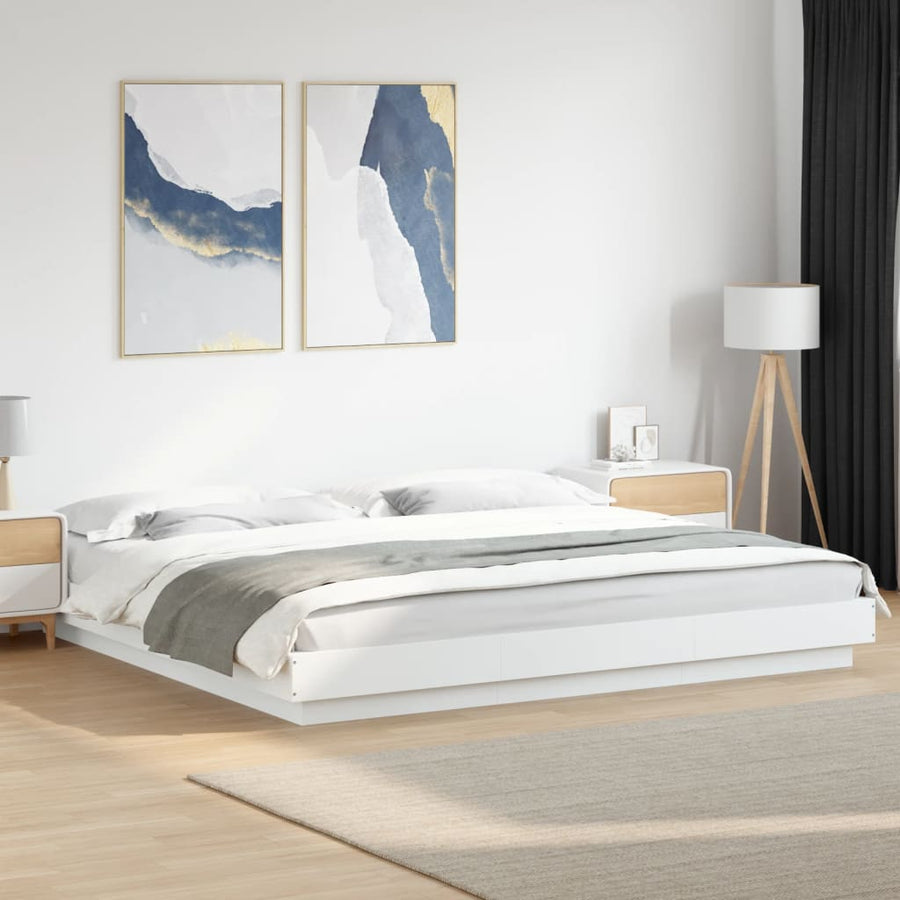 Bed Frame without Mattress White 183x203 cm King