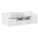 Daybed with Drawers without Mattress White 90x190 cm - Front View